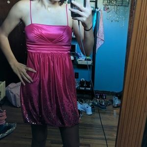 Hot pink homecoming dress.